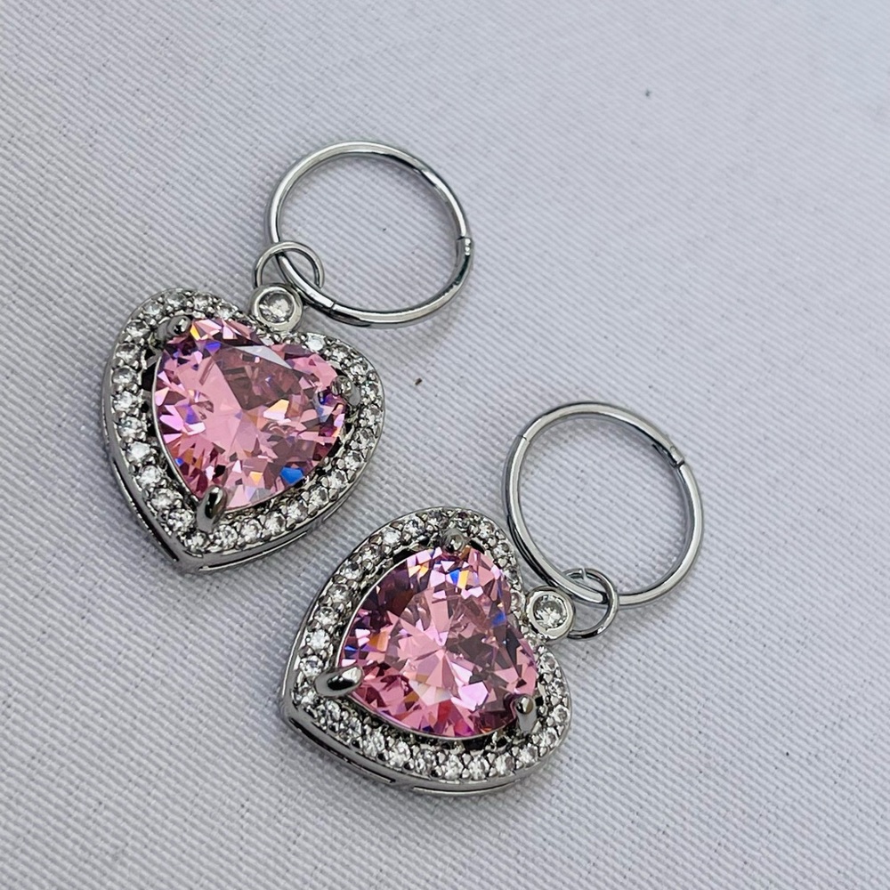 Elegant Pink Heart Earrings